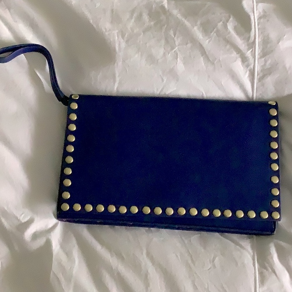 royal blue with nailhead clutch removable strap